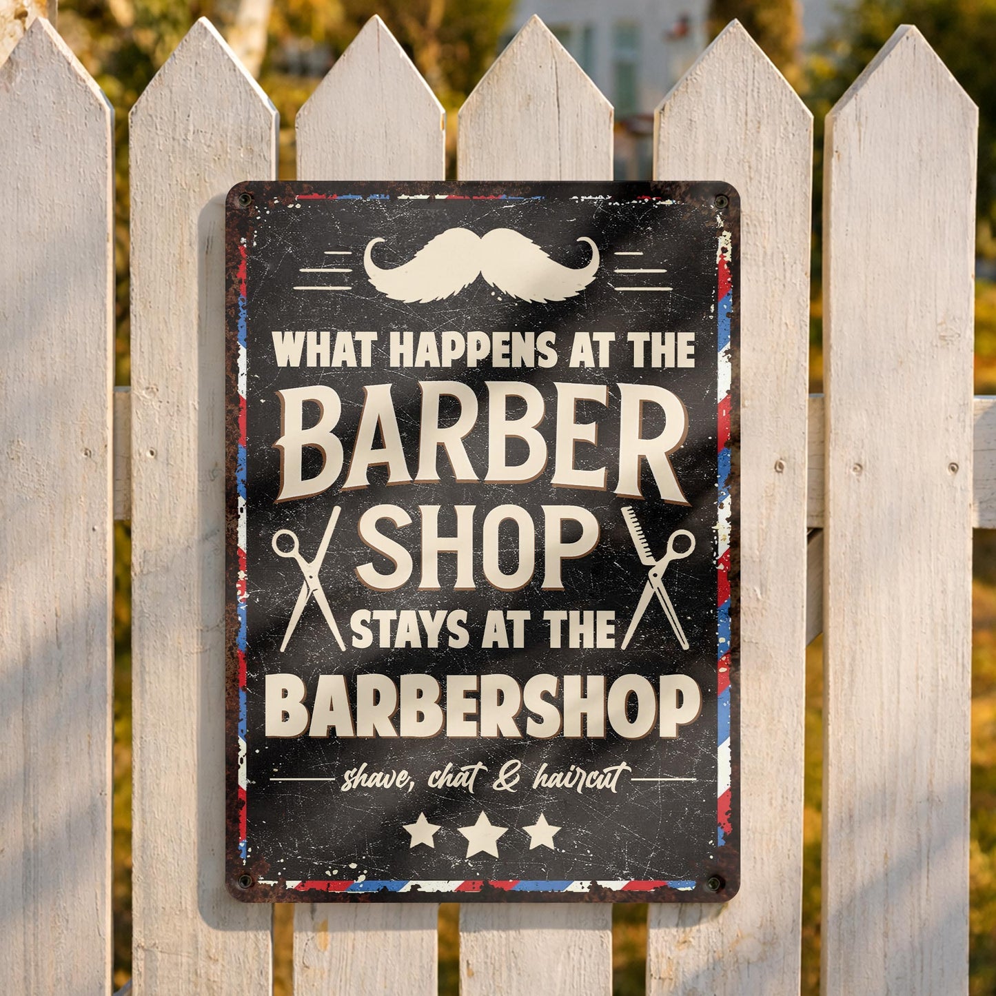 What Happens At The Barbershop Stays At The Barbershop - Personalized Metal Sign - JBS049_MSIGN