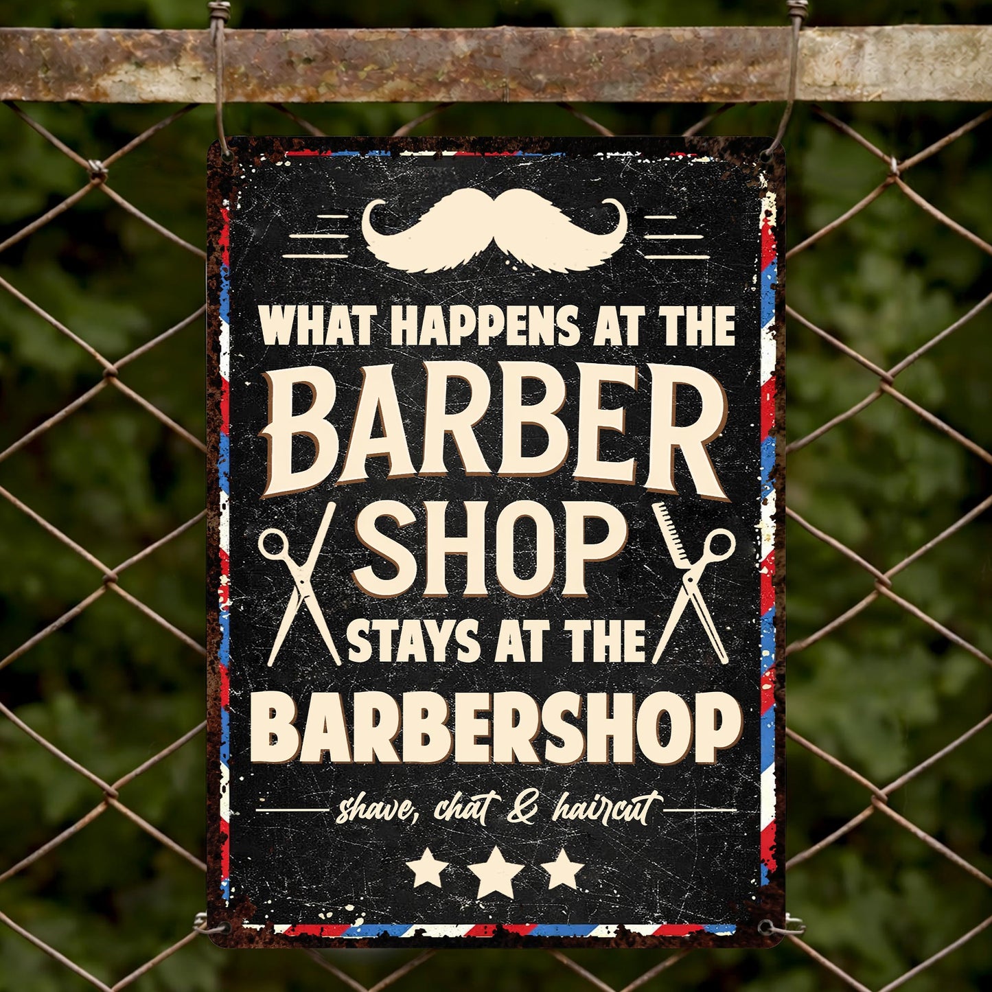 What Happens At The Barbershop Stays At The Barbershop - Personalized Metal Sign - JBS049_MSIGN