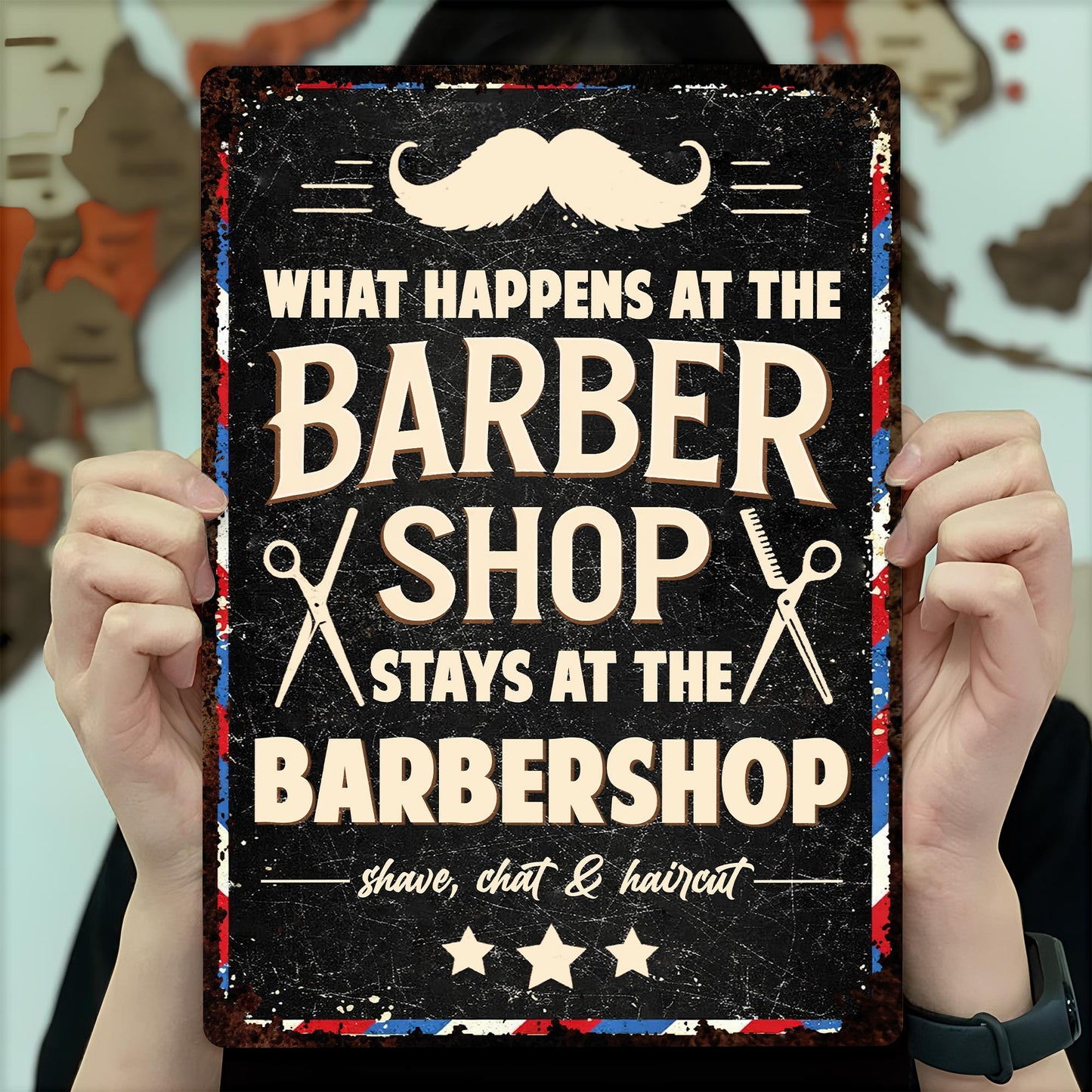 What Happens At The Barbershop Stays At The Barbershop - Personalized Metal Sign - JBS049_MSIGN