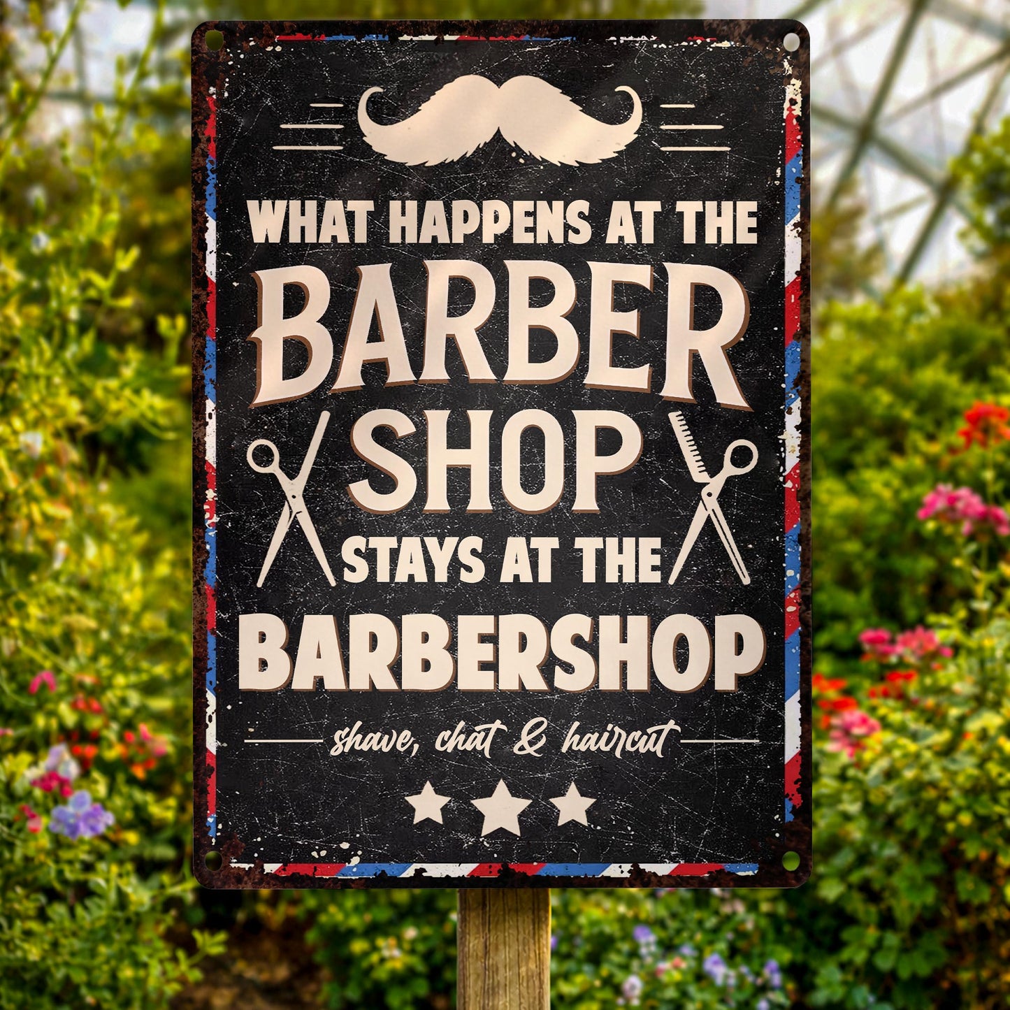 What Happens At The Barbershop Stays At The Barbershop - Personalized Metal Sign - JBS049_MSIGN