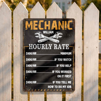 Mechanic Hourly Rate With Crossed Wrenches Tools Garage Sign