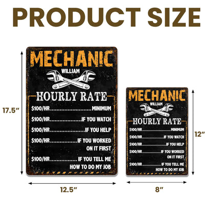 Mechanic Hourly Rate With Crossed Wrenches Tools Garage Sign
