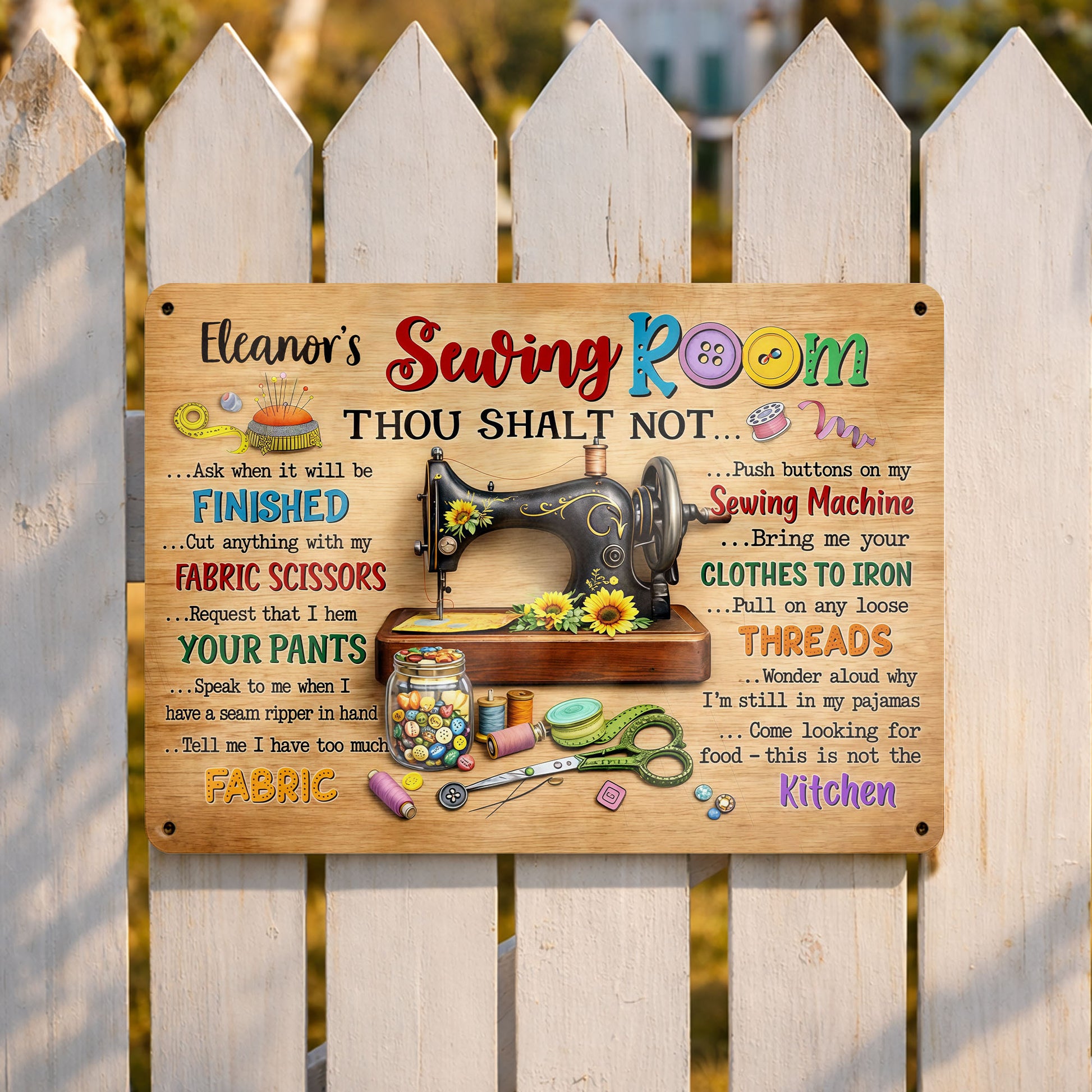 Sewing Room Thou Shalt Not With Sewing Machine And Scissors