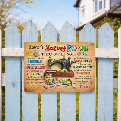 Sewing Room Thou Shalt Not With Sewing Machine And Scissors