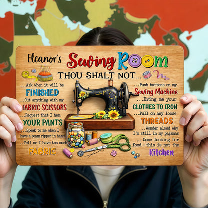 Sewing Room Thou Shalt Not With Sewing Machine And Scissors