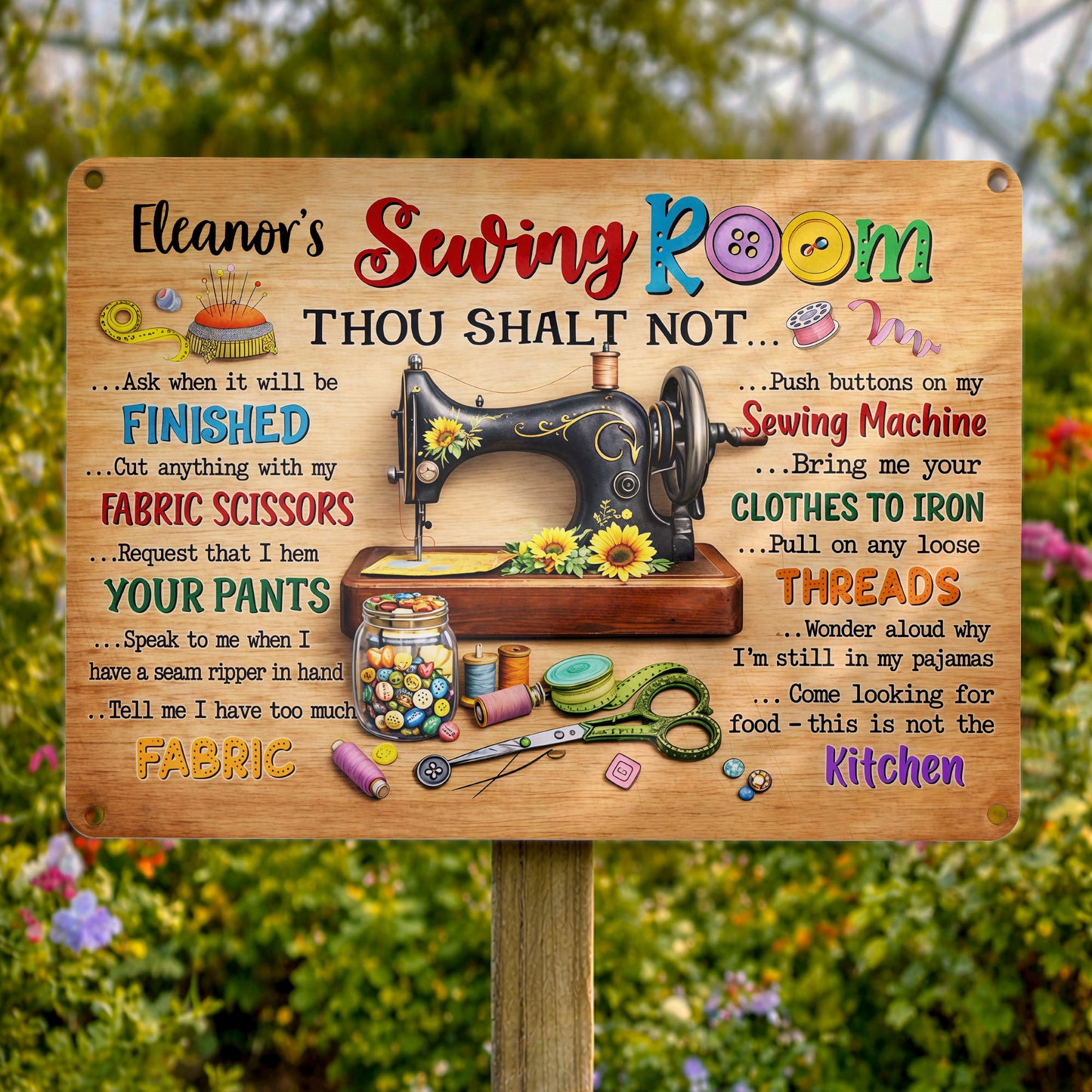 Sewing Room Thou Shalt Not With Sewing Machine And Scissors