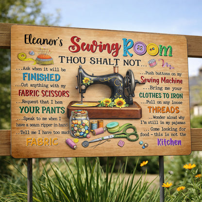 Sewing Room Thou Shalt Not With Sewing Machine And Scissors