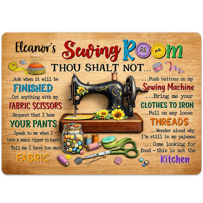 Sewing Room Thou Shalt Not With Sewing Machine And Scissors