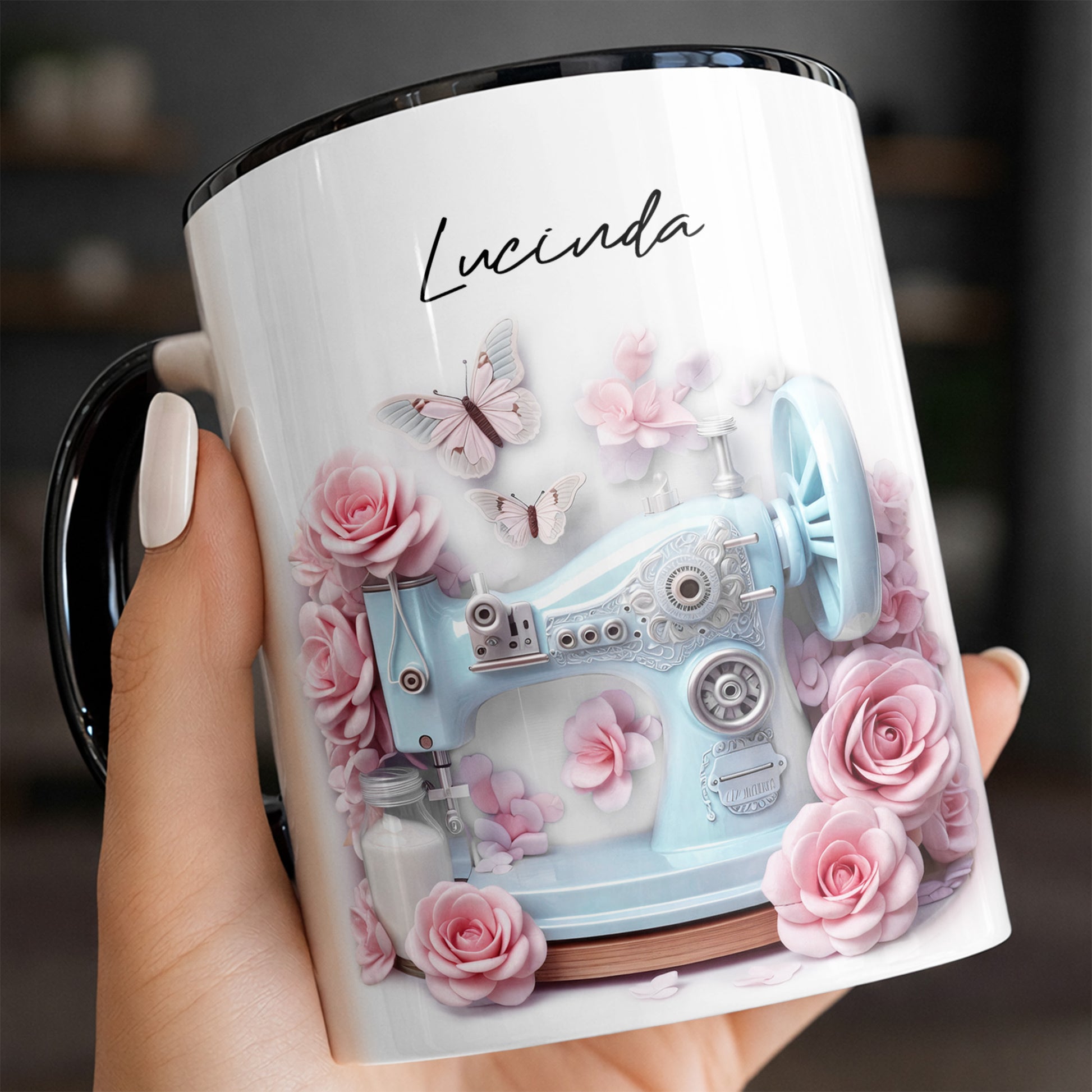 Vintage Sewing Machine and Beautiful Roses Design