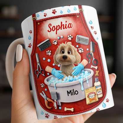 Customizable Dog Grooming Coffee Mug With Dog And Supplies