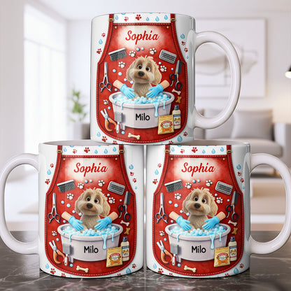 Customizable Dog Grooming Coffee Mug With Dog And Supplies