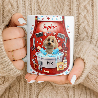 Customizable Dog Grooming Coffee Mug With Dog And Supplies