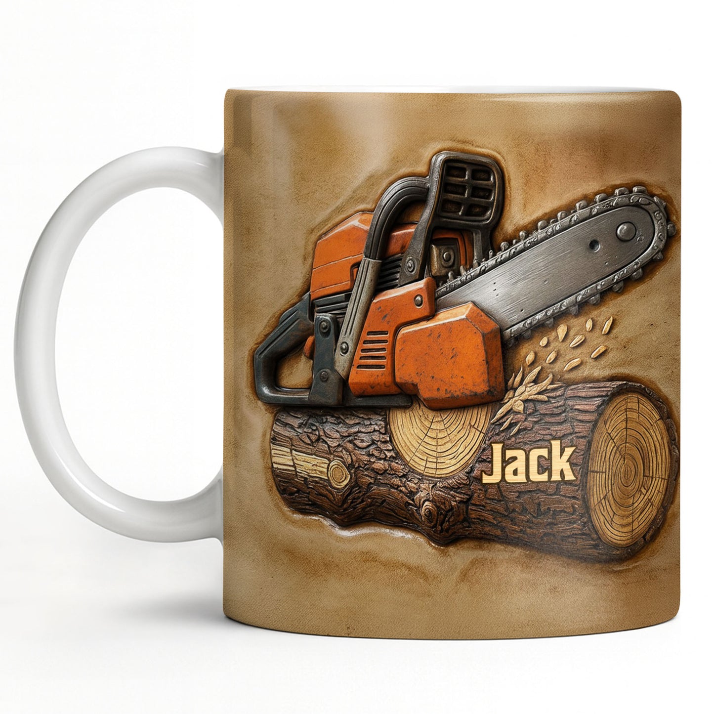 Rugged Chainsaw And Wood Design