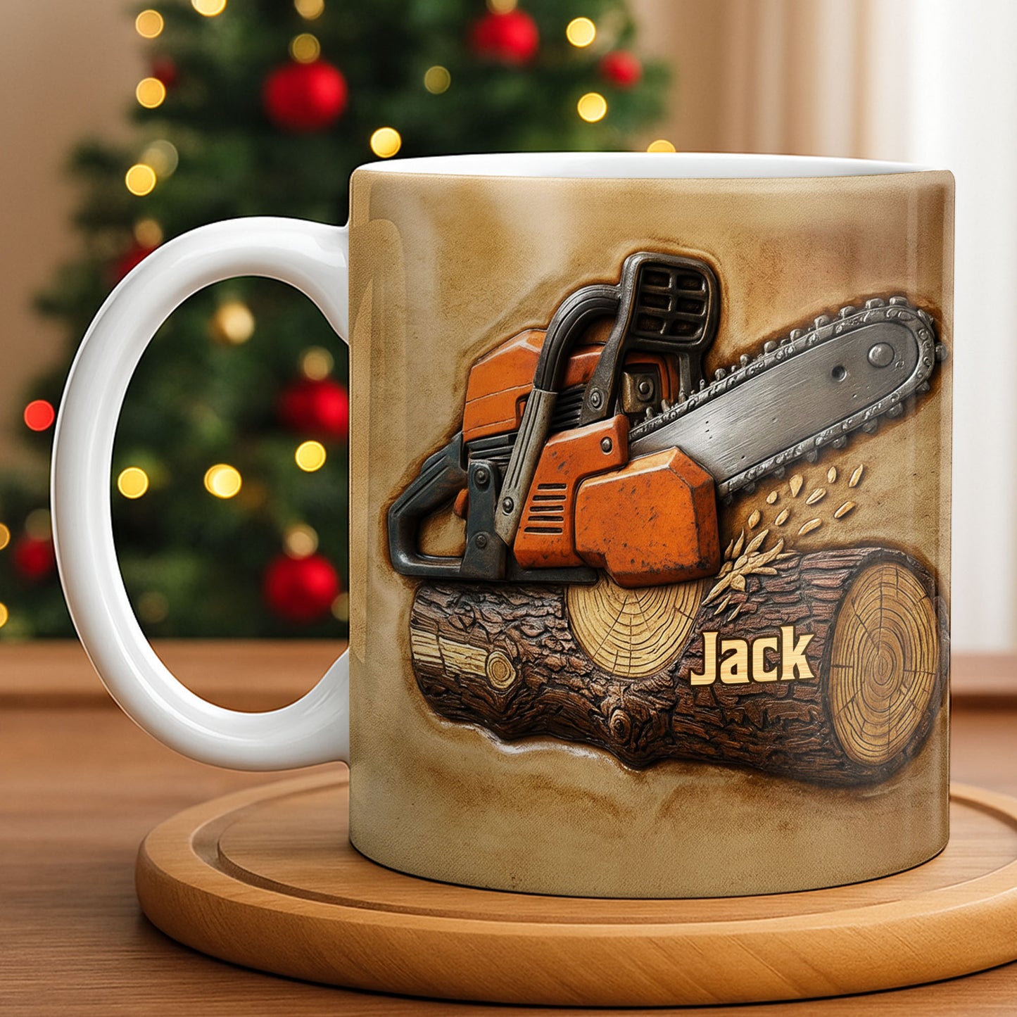 Rugged Chainsaw And Wood Design
