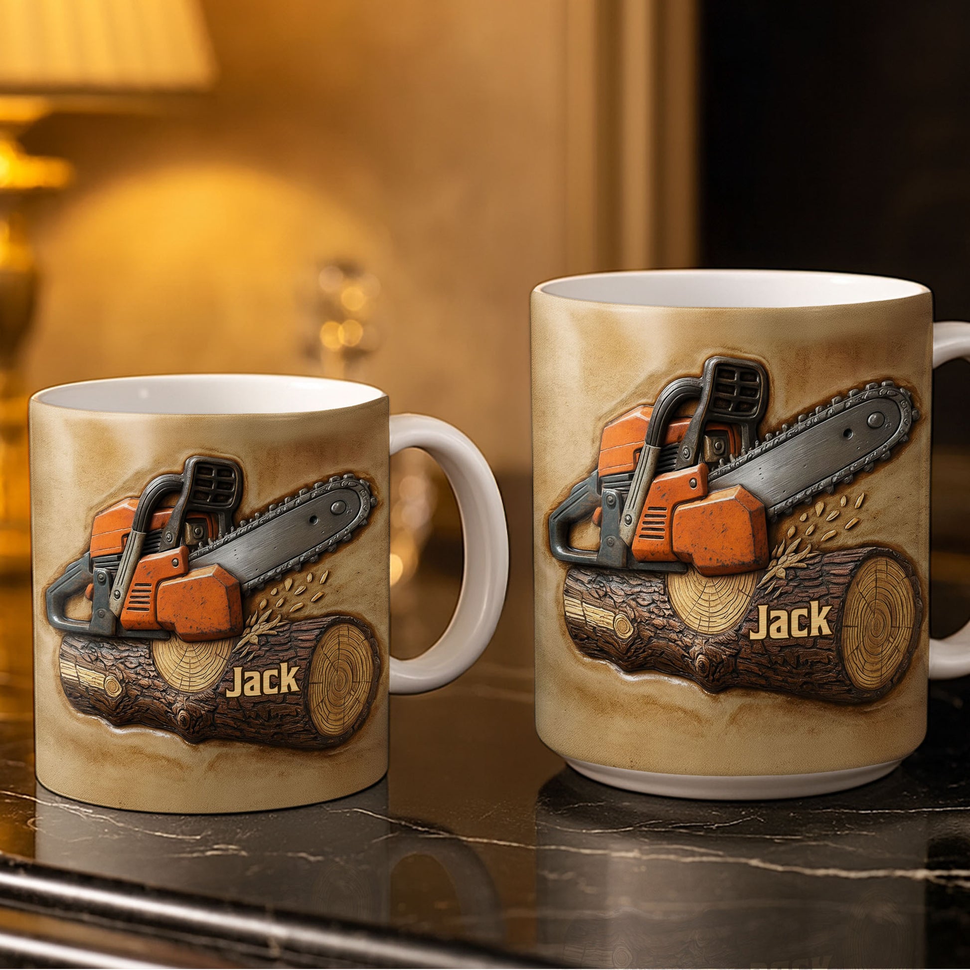 Rugged Chainsaw And Wood Design