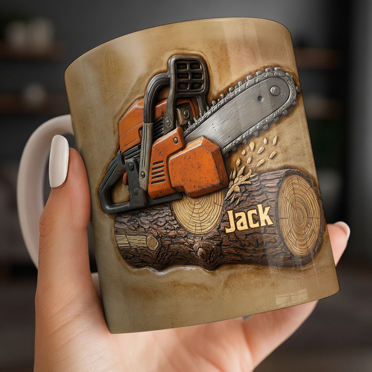 Rugged Chainsaw And Wood Design