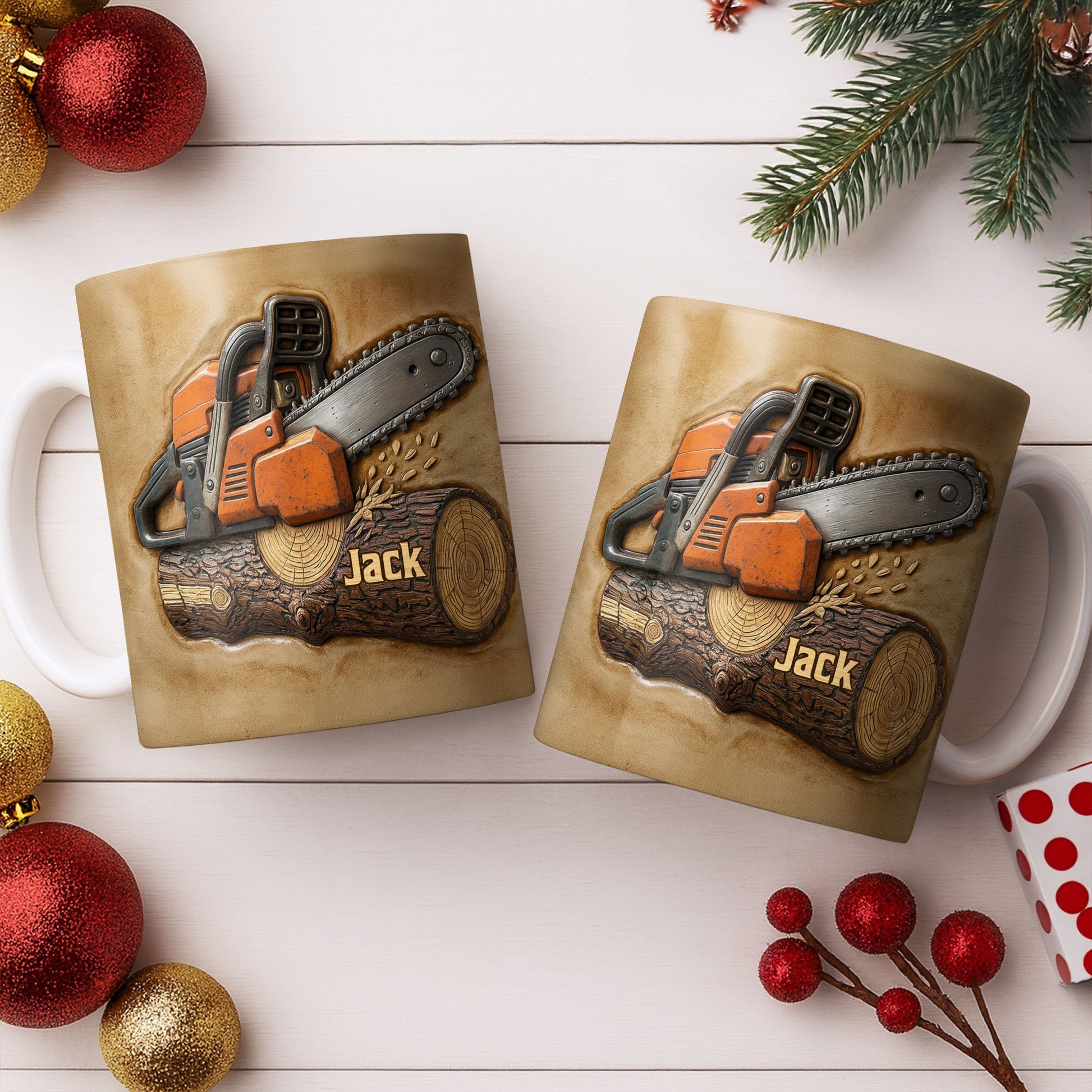 Rugged Chainsaw And Wood Design