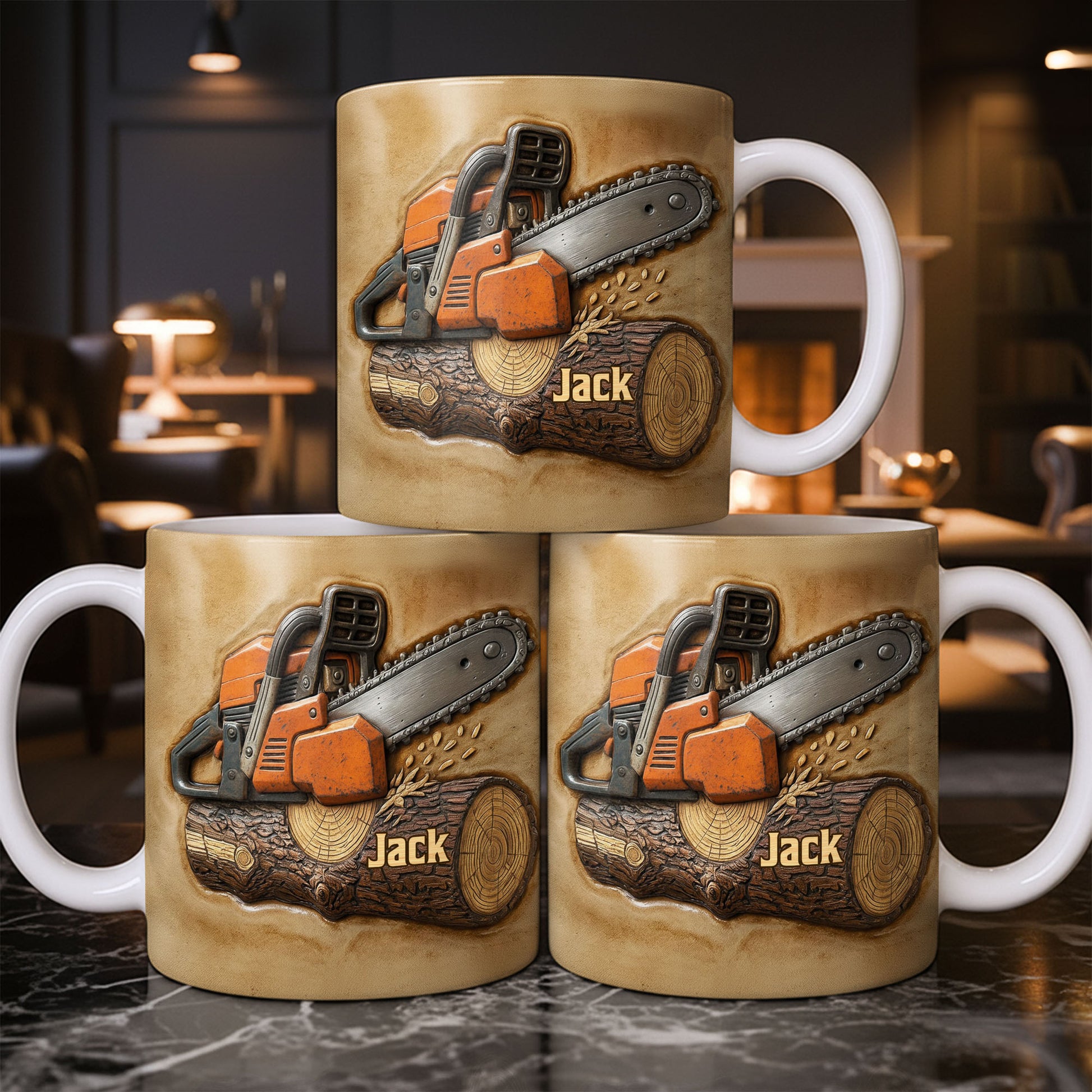 Rugged Chainsaw And Wood Design