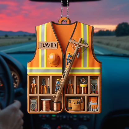 Custom Safety Vest And Tools Ornament