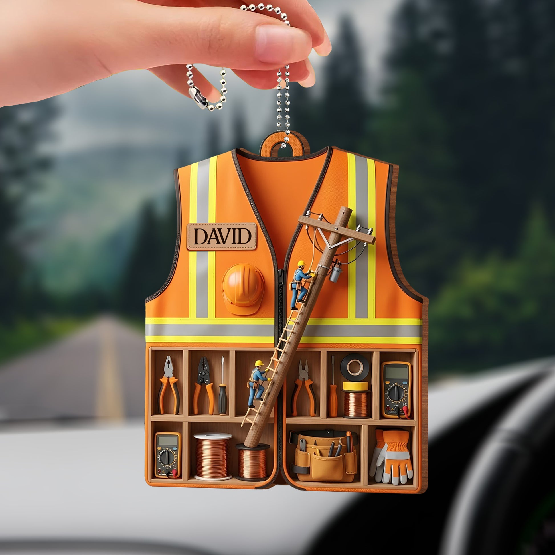 Custom Safety Vest And Tools Ornament