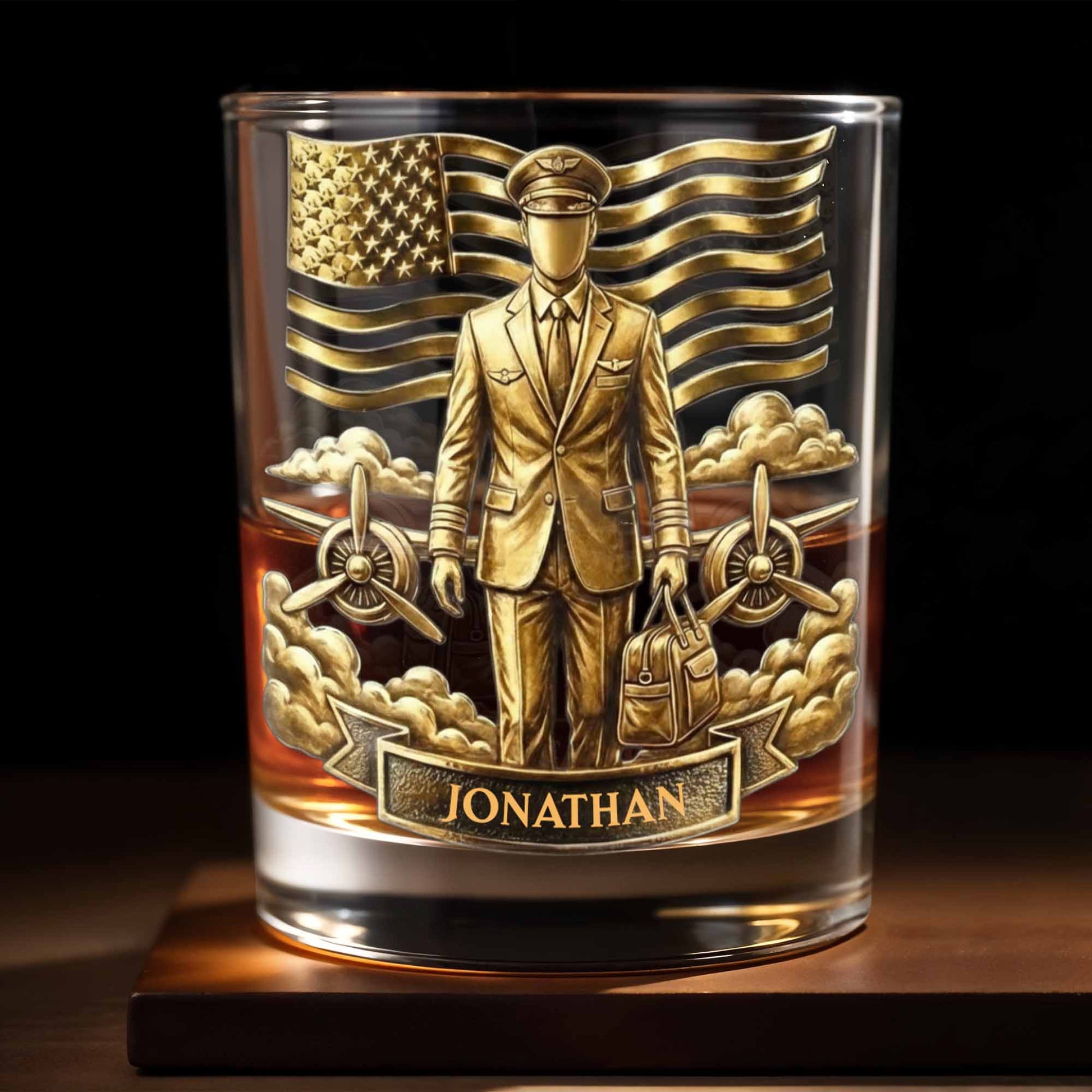 Pilot, American Flag, Whiskey Glass