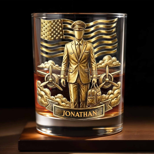 Pilot, American Flag, Whiskey Glass