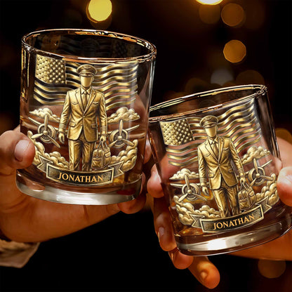 Pilot, American Flag, Whiskey Glass