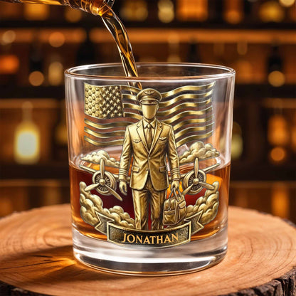 Pilot, American Flag, Whiskey Glass