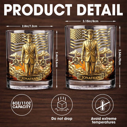 Pilot, American Flag, Whiskey Glass