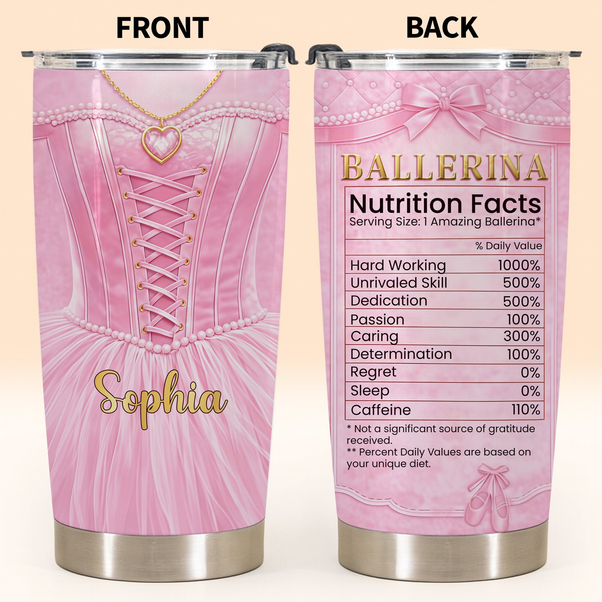Ballerina Nutrition Facts, Ballet Tutu And Heart Necklace