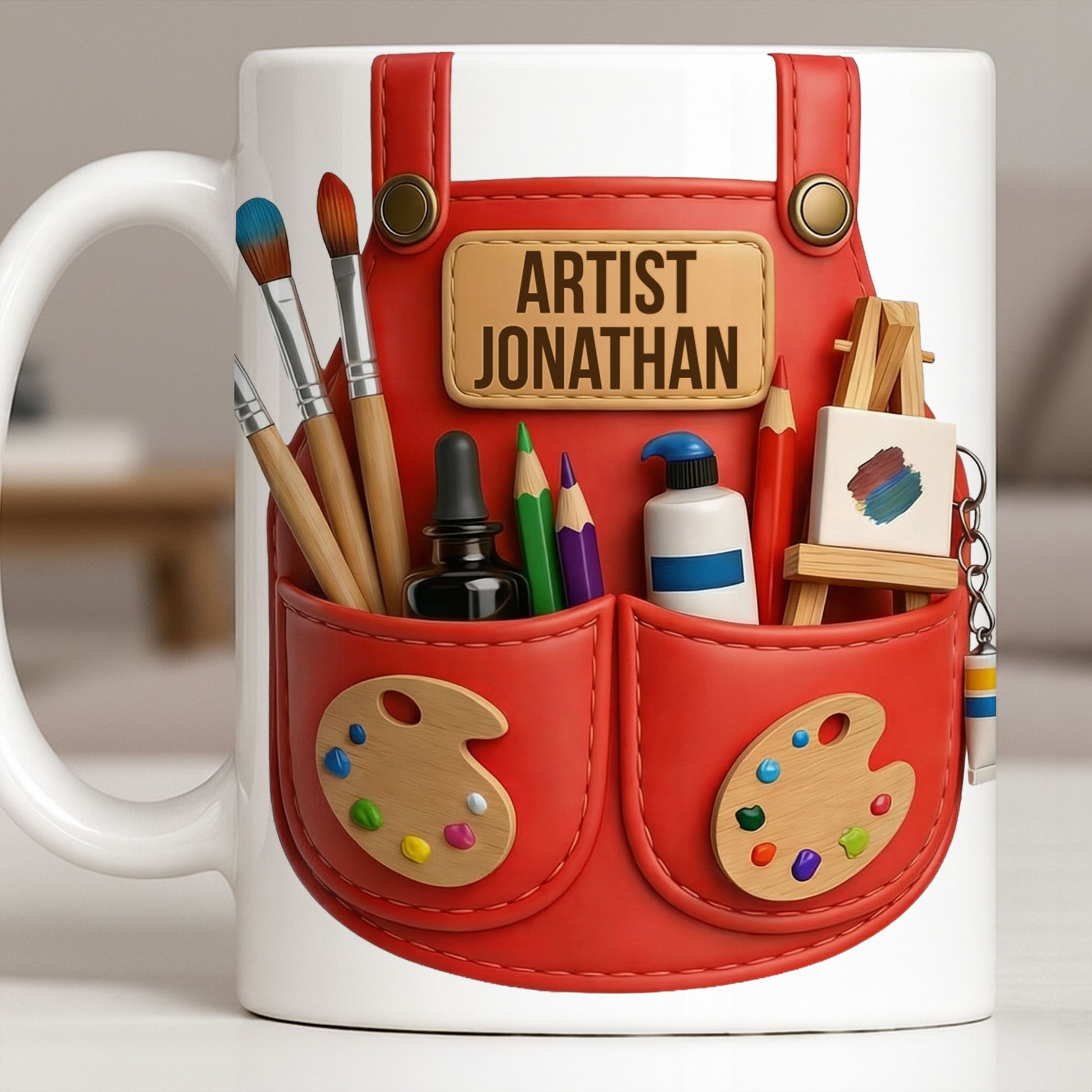 Artist [Your Name] With Paint Brushes And Palette