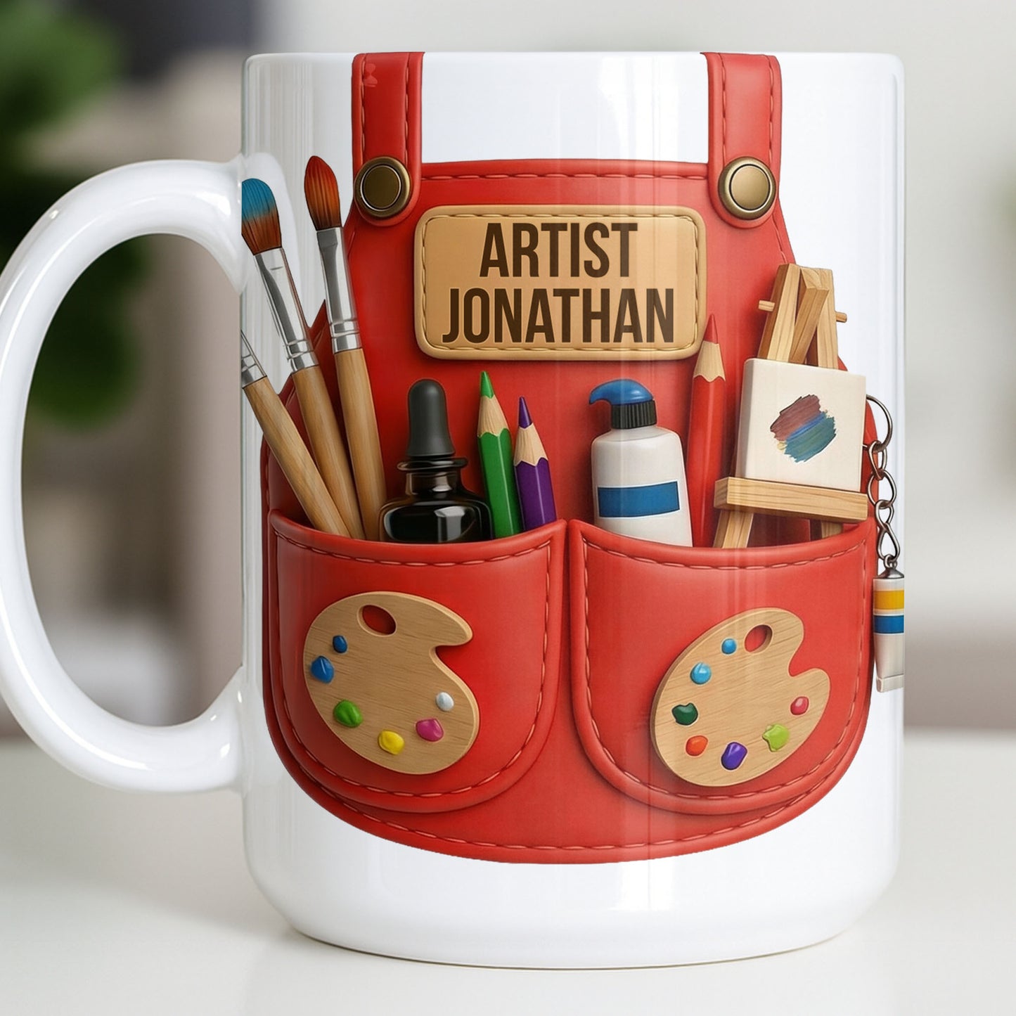 Artist [Your Name] With Paint Brushes And Palette