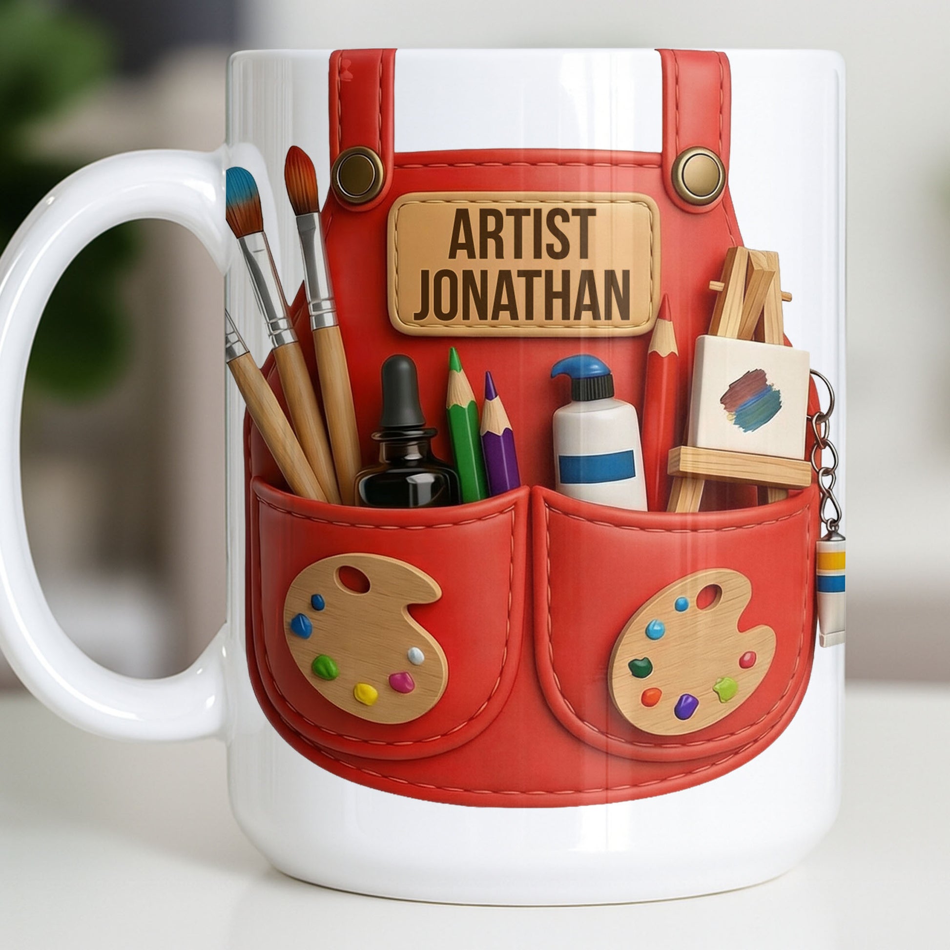 Artist [Your Name] With Paint Brushes And Palette