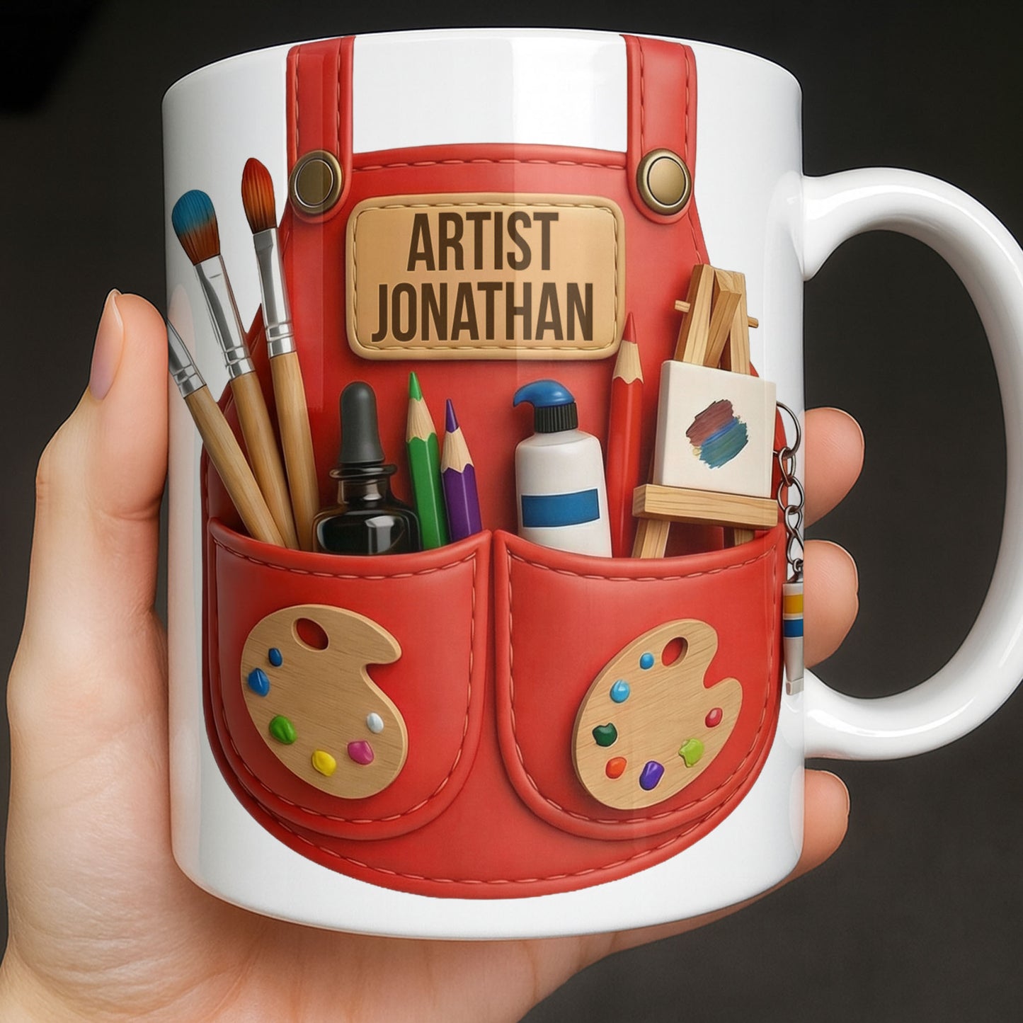 Artist [Your Name] With Paint Brushes And Palette