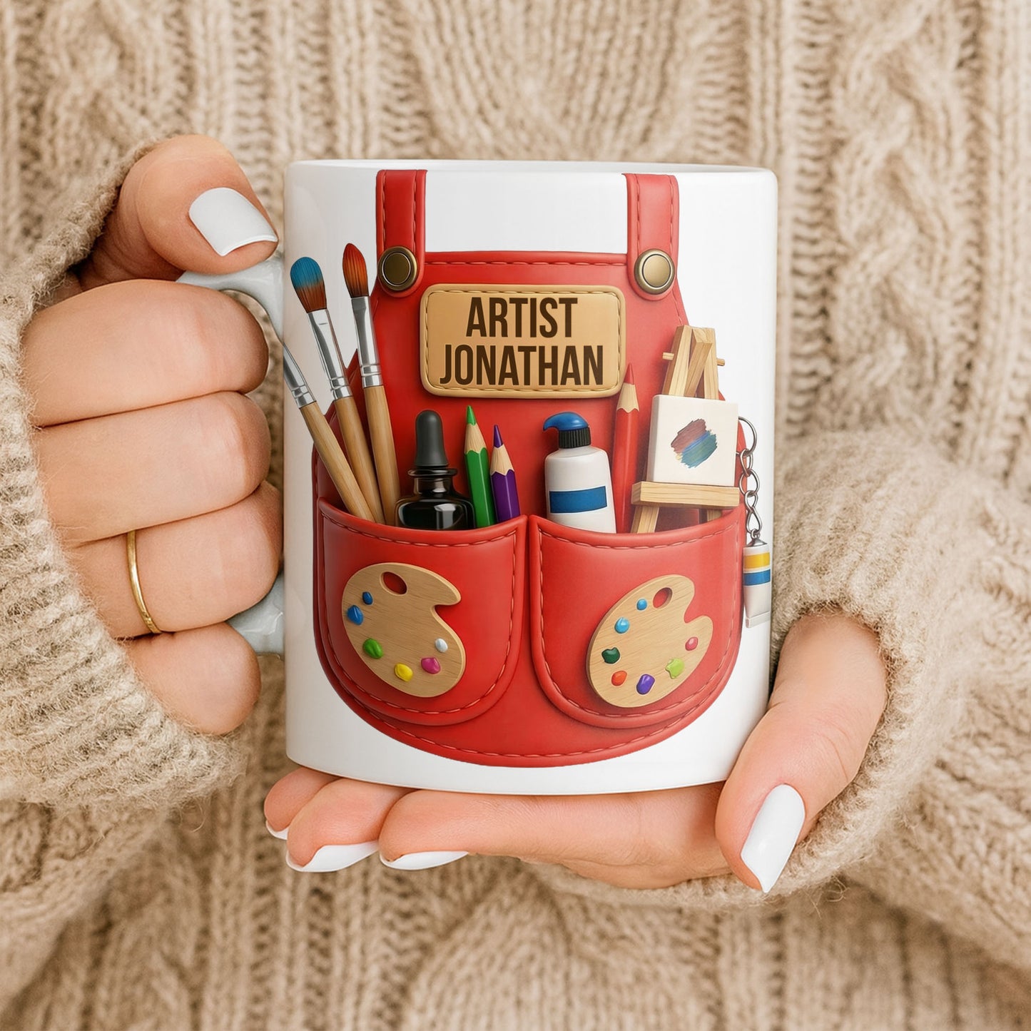 Artist [Your Name] With Paint Brushes And Palette