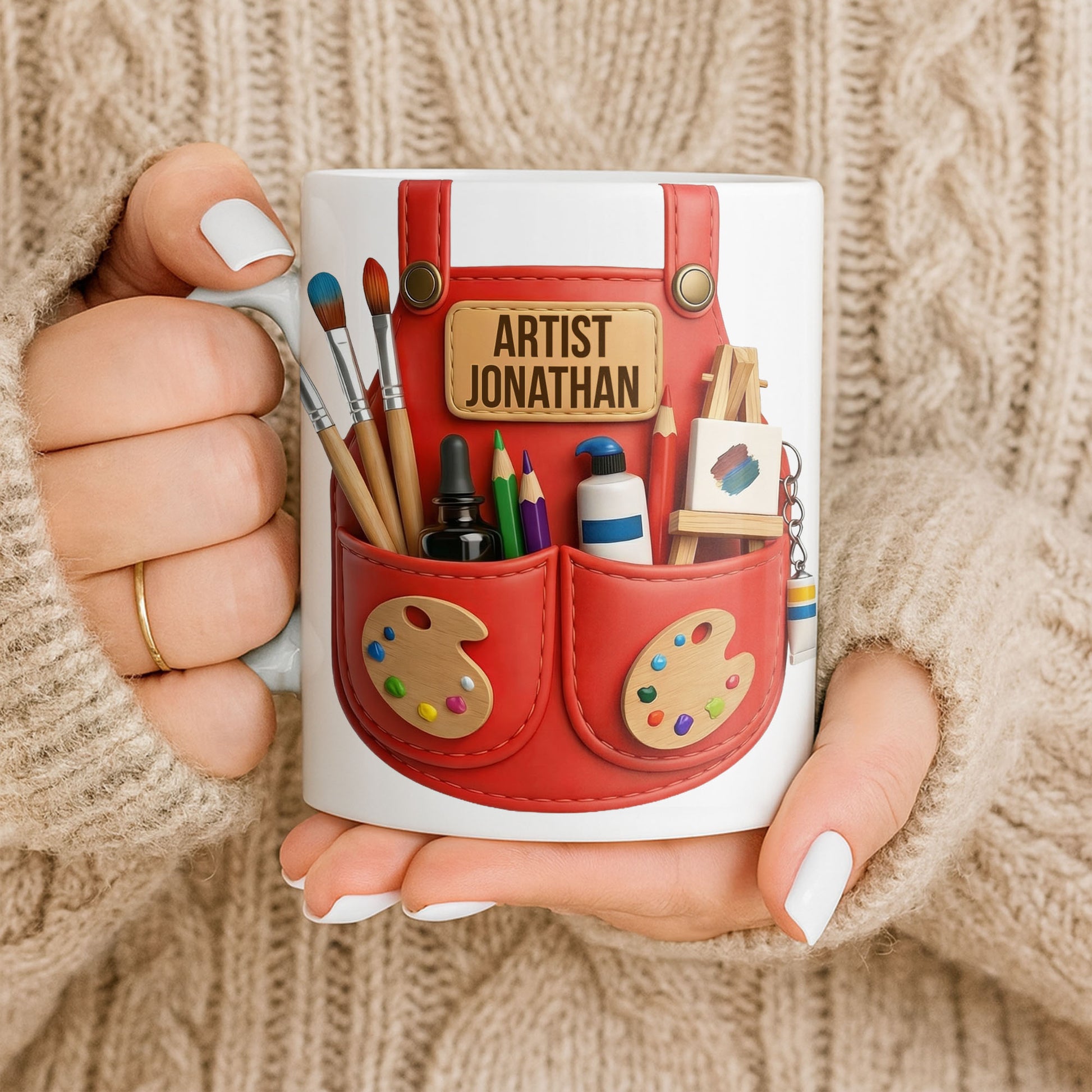 Artist [Your Name] With Paint Brushes And Palette