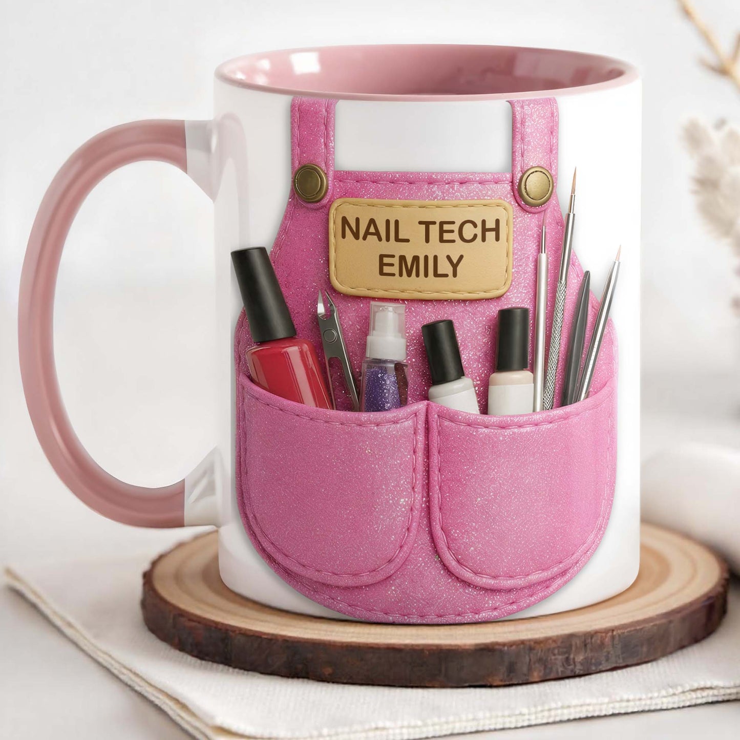 Celebrate Creativity With Nail Polish, Scissors, Brushes Design - Personalized Custom Accent Mug - JBS088_AMUG