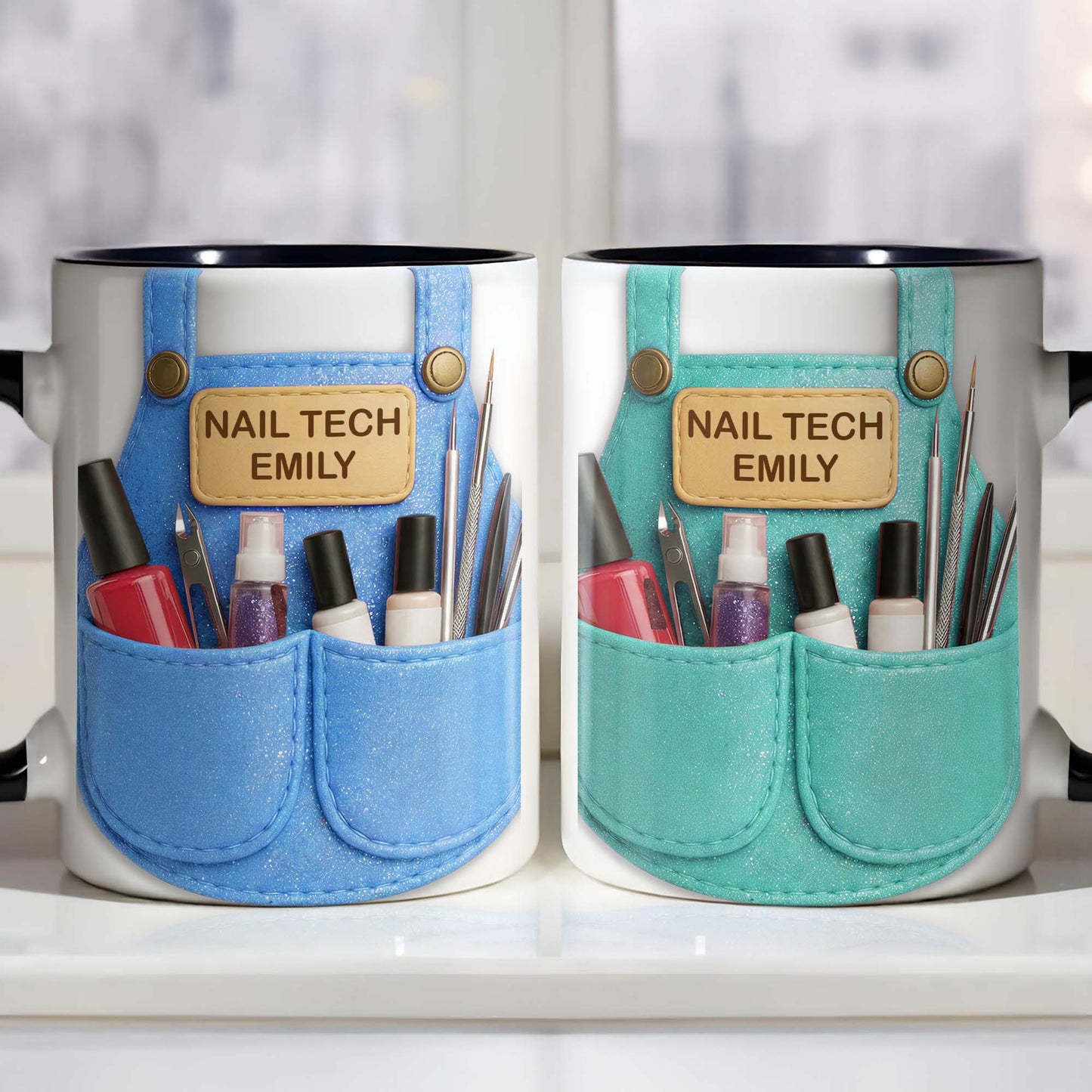 Celebrate Creativity With Nail Polish, Scissors, Brushes Design - Personalized Custom Accent Mug - JBS088_AMUG