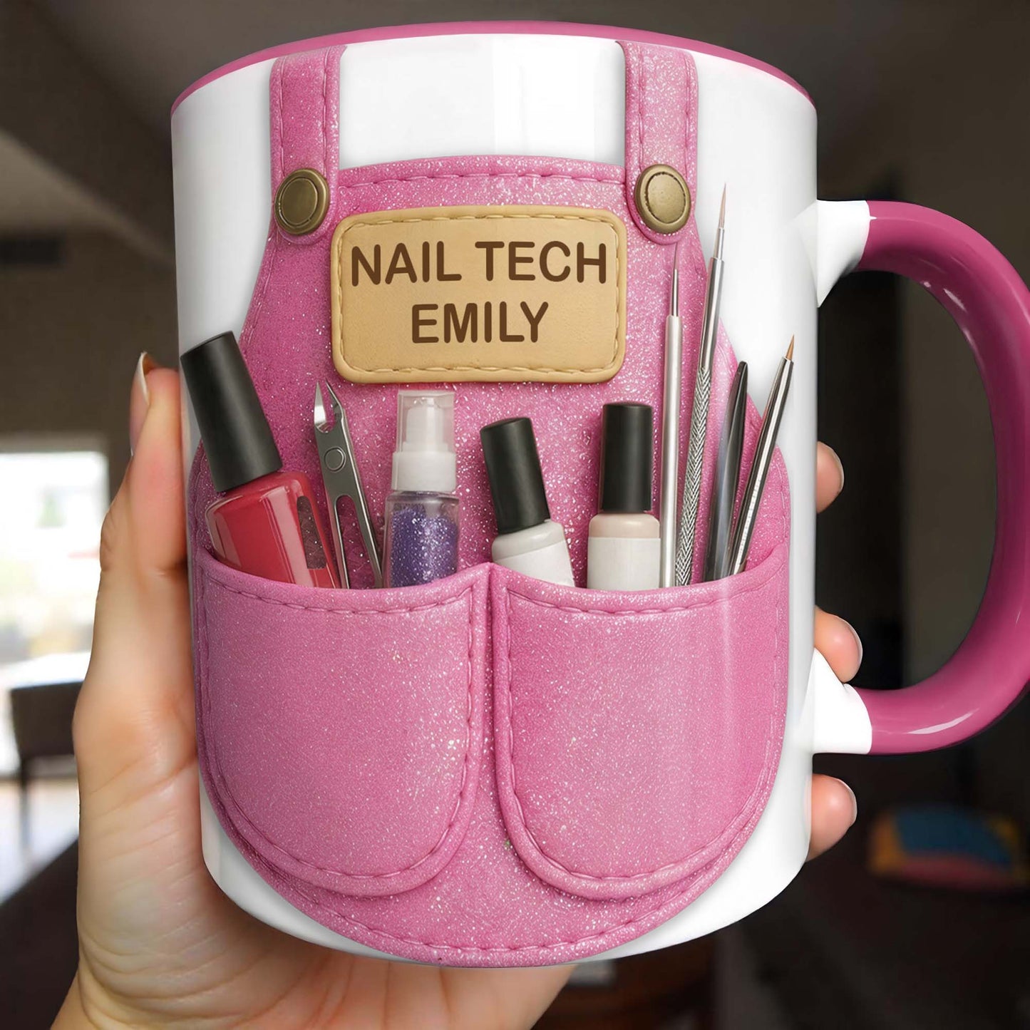Celebrate Creativity With Nail Polish, Scissors, Brushes Design - Personalized Custom Accent Mug - JBS088_AMUG
