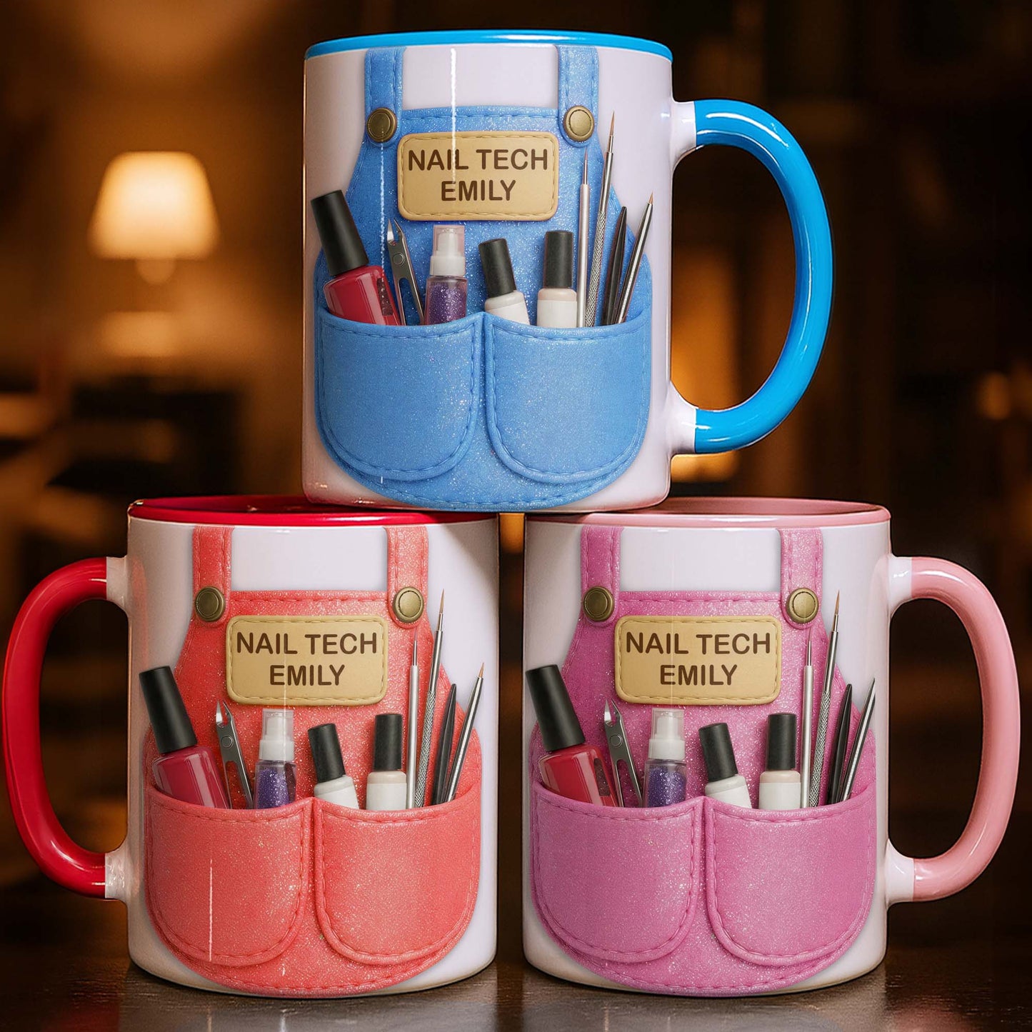 Celebrate Creativity With Nail Polish, Scissors, Brushes Design - Personalized Custom Accent Mug - JBS088_AMUG