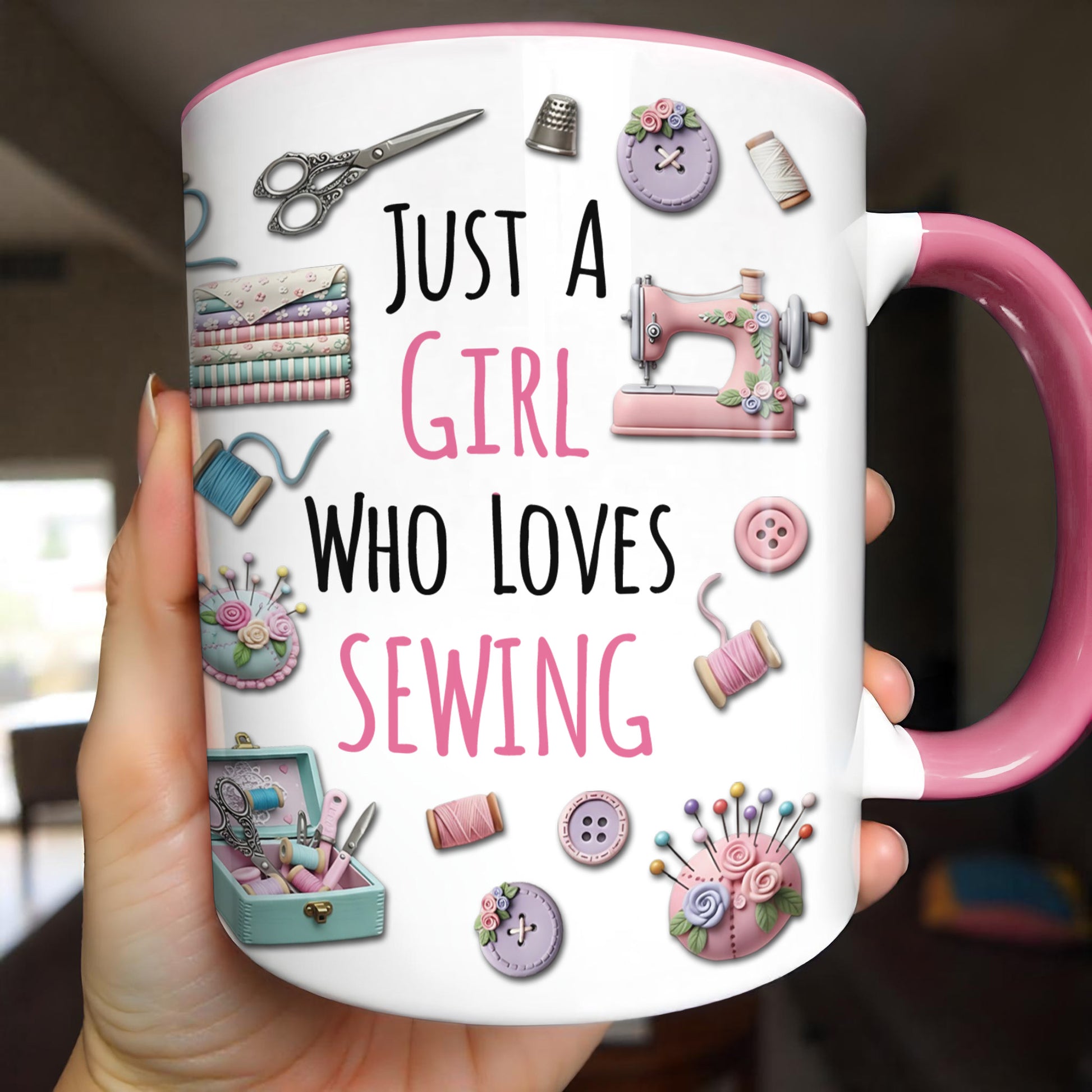 Just A Girl Who Loves Sewing With Scissors And Buttons