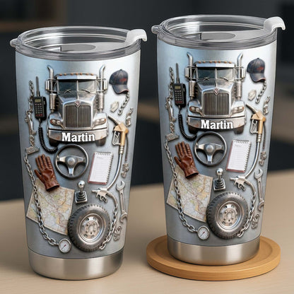 Custom Designed Tumbler With Truck And Tools
