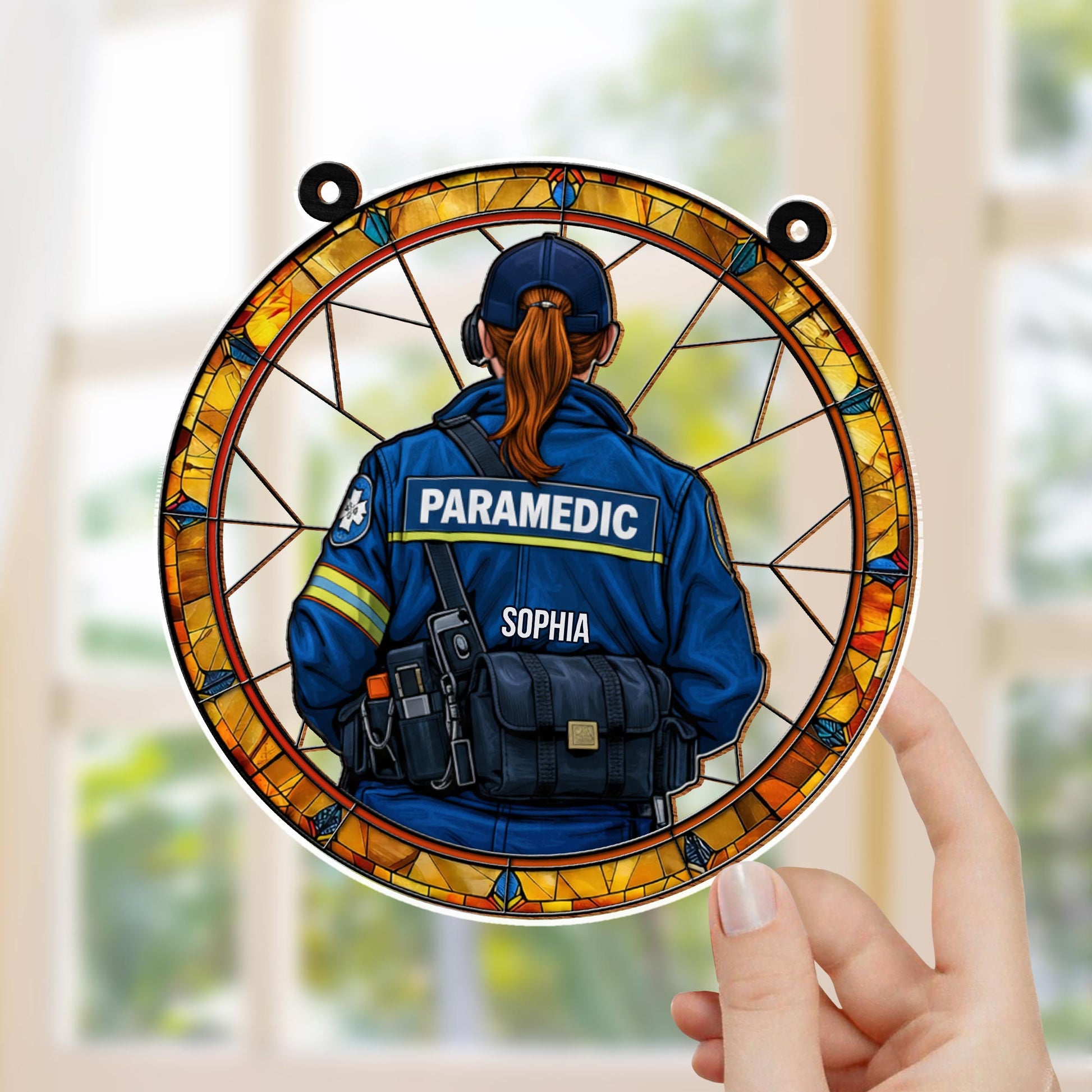 Customizable Paramedic Stained Glass Suncatcher