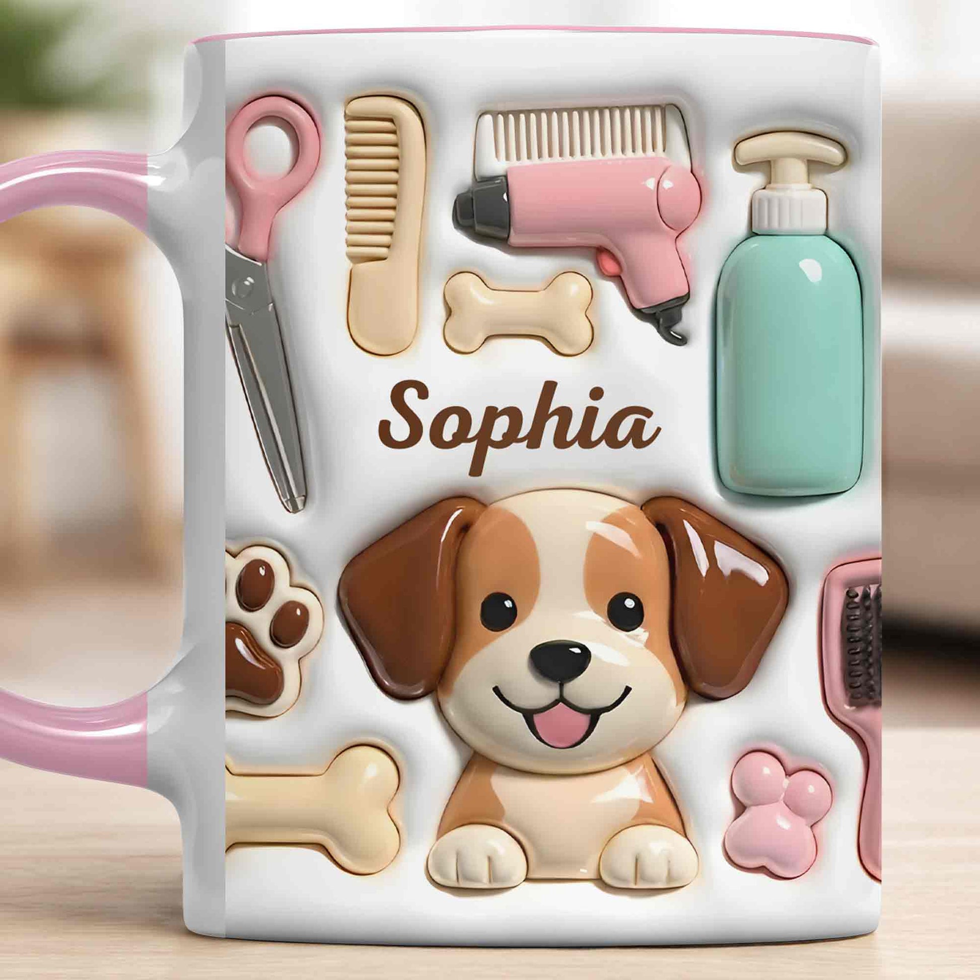 Cute Dog Grooming Life With Dog Bone And Groomer Tools