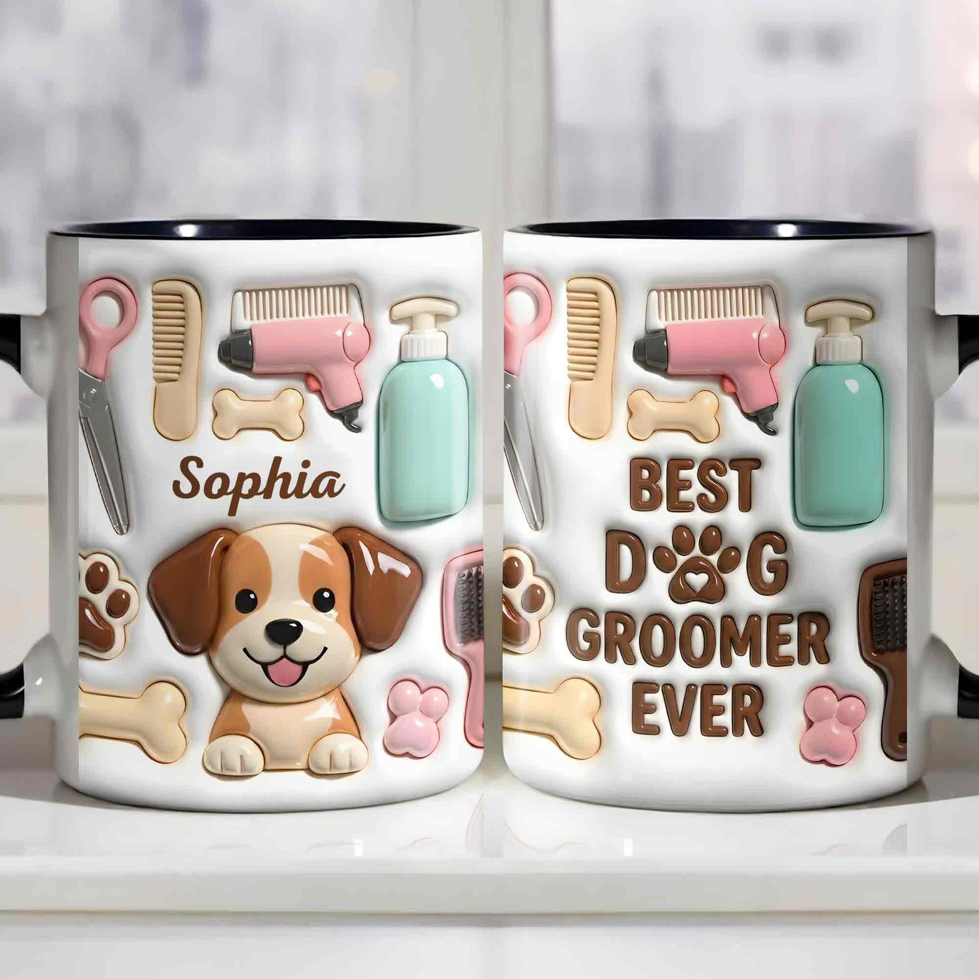 Cute Dog Grooming Life With Dog Bone And Groomer Tools