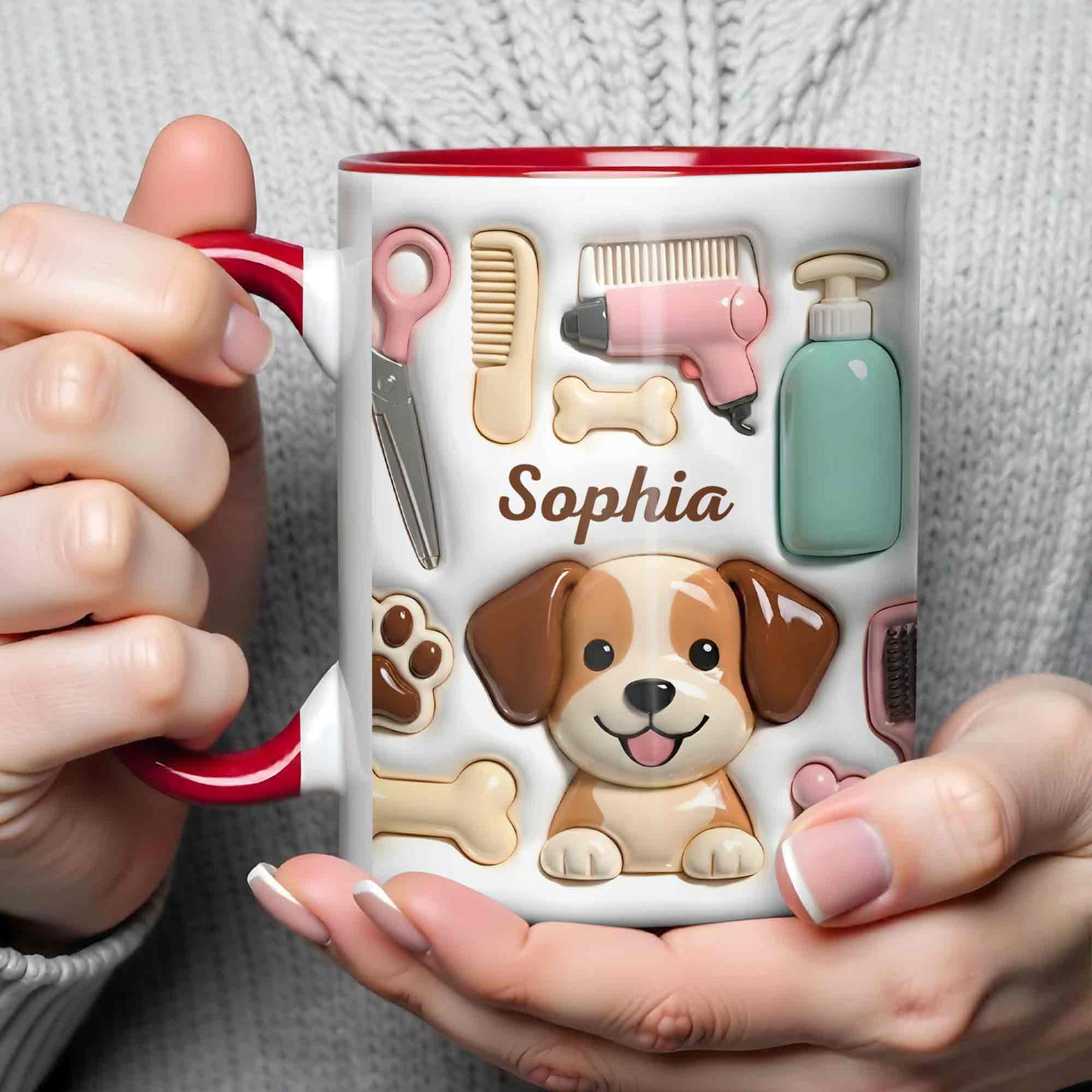 Cute Dog Grooming Life With Dog Bone And Groomer Tools