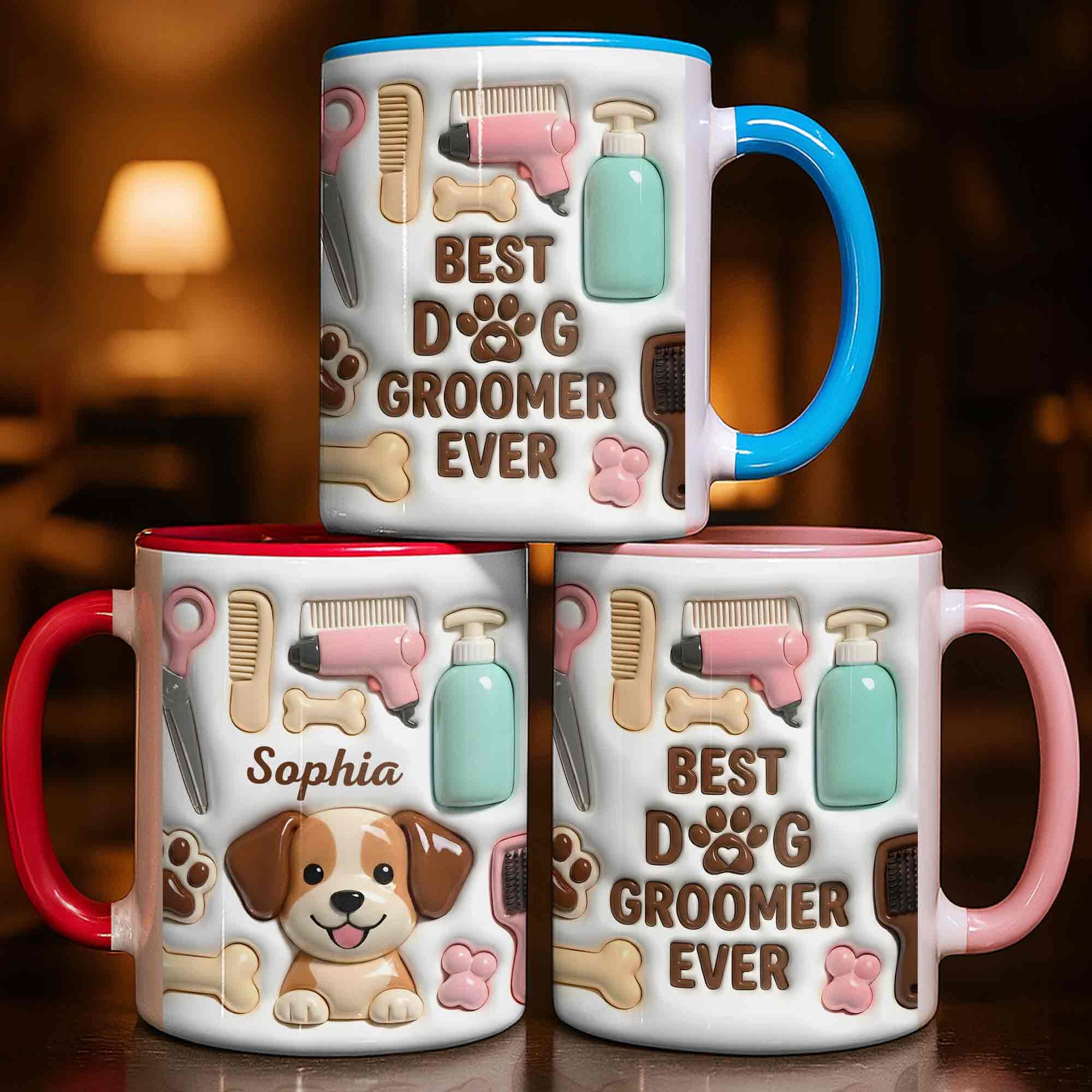Cute Dog Grooming Life With Dog Bone And Groomer Tools
