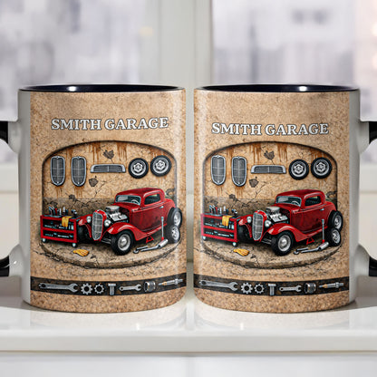 Garage Personalization With Vintage Classic Car And Tools