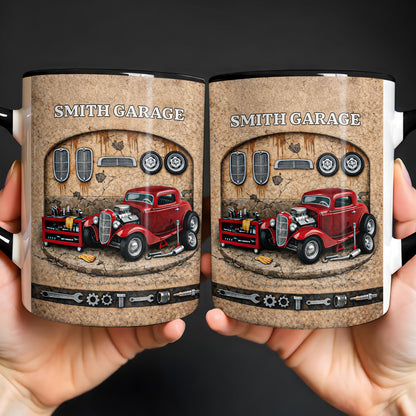 Garage Personalization With Vintage Classic Car And Tools