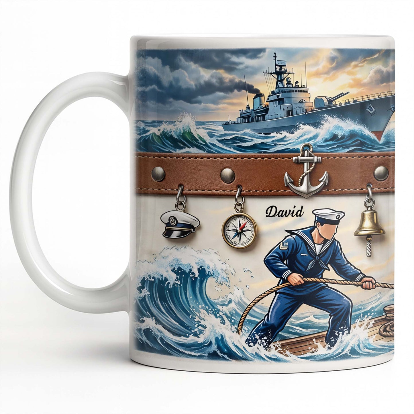 To My Courageous Sailor, Ship And Ocean Waves Design
